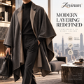 Zevirum™ Arden Men's Tailored Cape Poncho — Modern Layering Cloak, Structured Shawl Collar Wrap & Elevated Cold-Weather Outer Layer