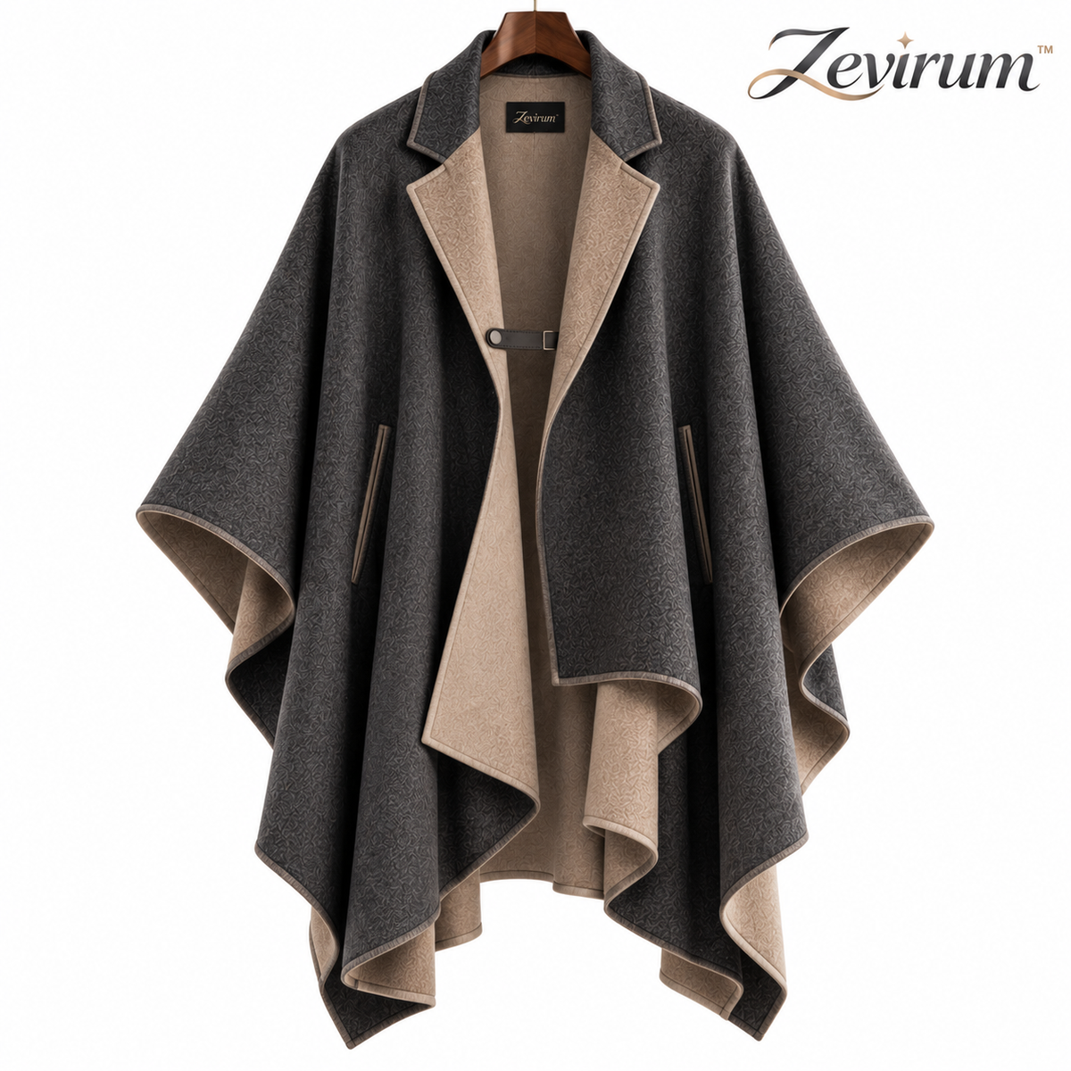 Zevirum™ Arden Men's Tailored Cape Poncho — Modern Layering Cloak, Structured Shawl Collar Wrap & Elevated Cold-Weather Outer Layer