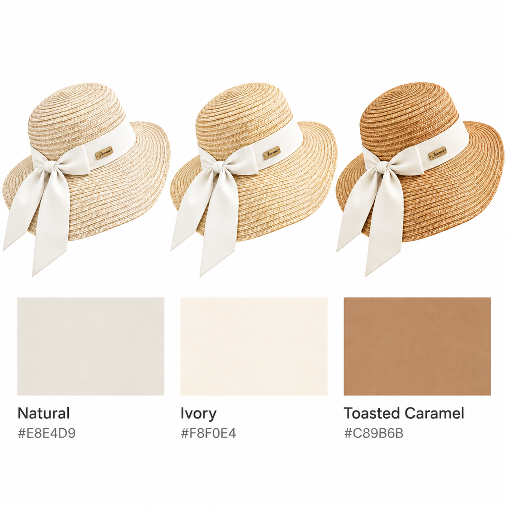 Zevirum™ Solenne Women's Wide-Brim Straw Vacation Hat — Packable Resort Sun Hat, Beach Travel Fedora & Summer Dress Accessory