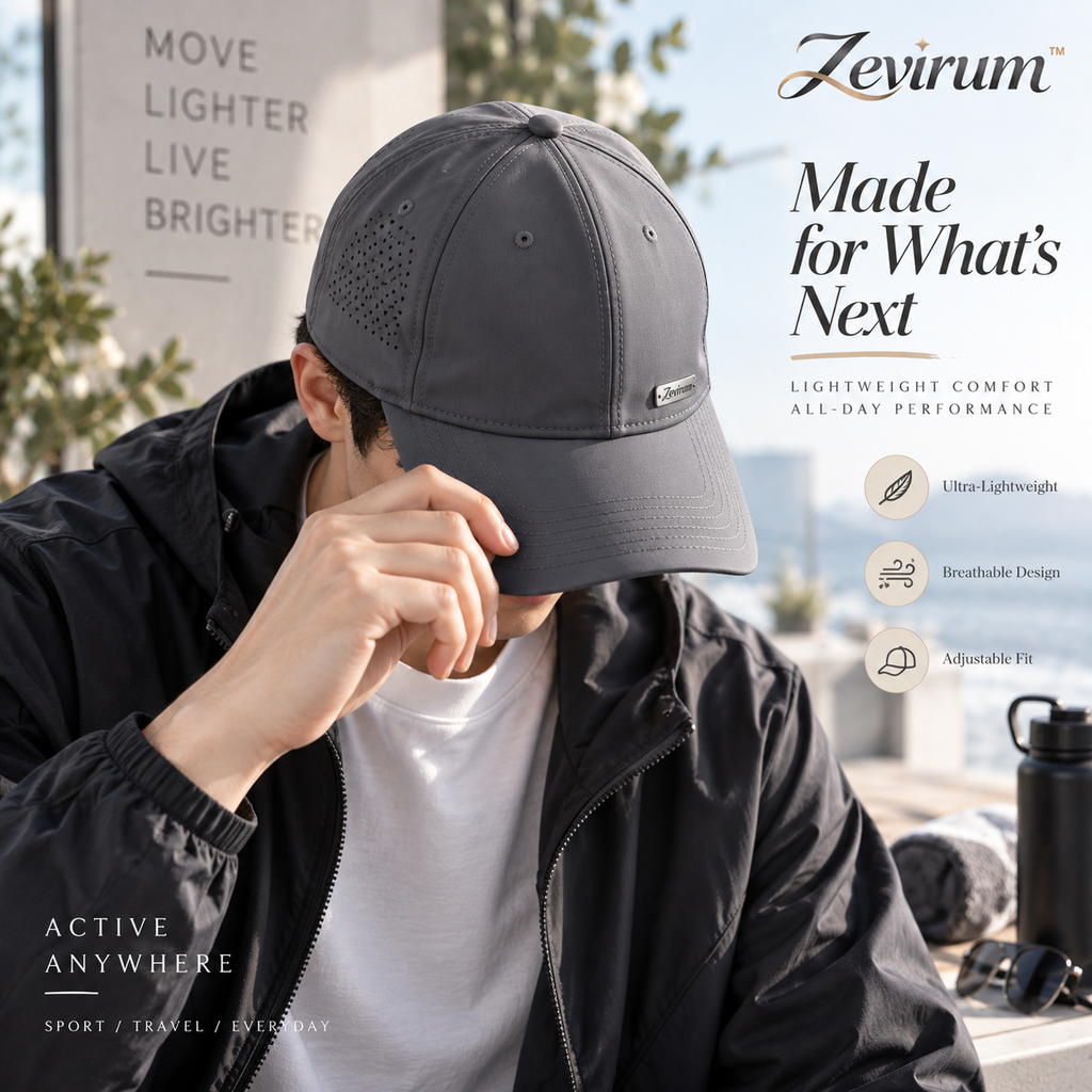 Zevirum™ AeroForm Performance Baseball Cap — Lightweight Unisex Sport Hat, Adjustable Running Cap & Breathable Everyday Activewear Accessory
