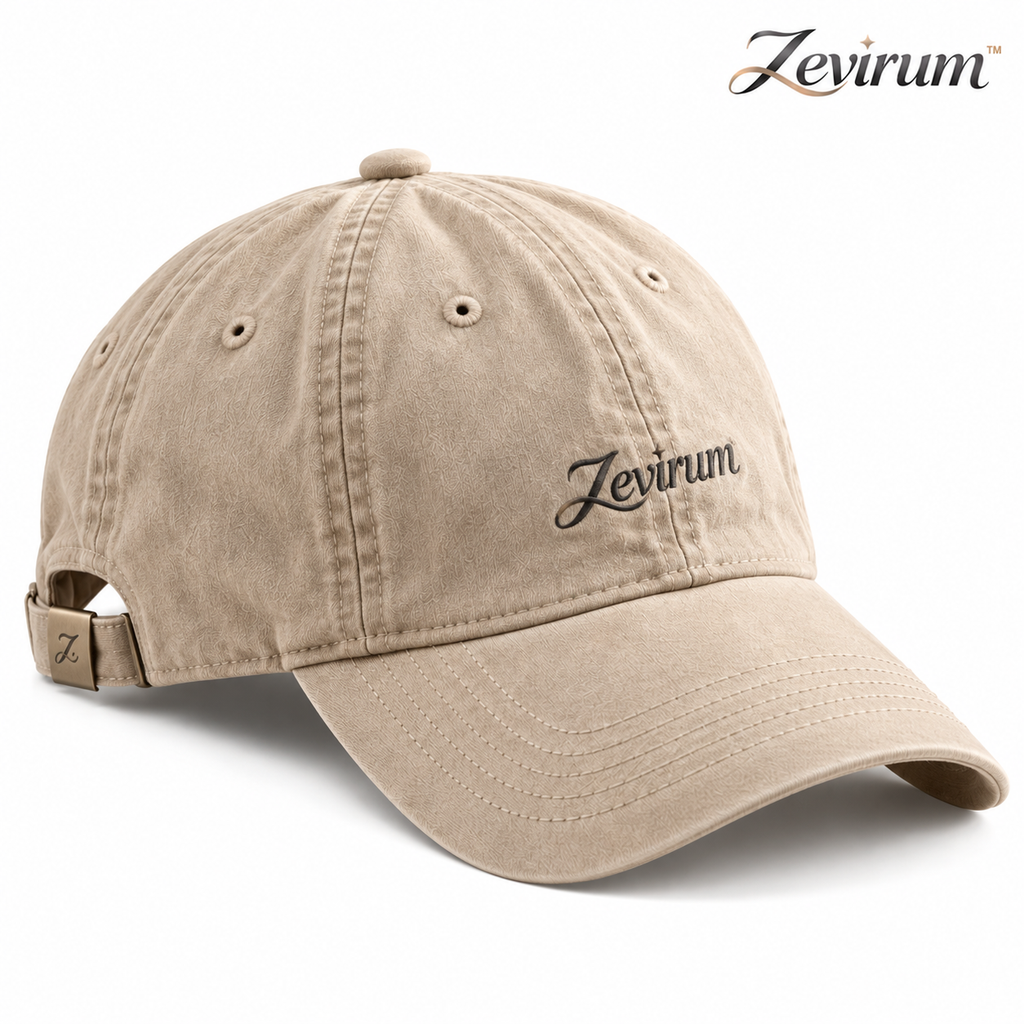 Zevirum™ Seoul Line Soft-Crown Cap — Korean-Inspired Minimal Baseball Hat, Washed Cotton Casual Streetwear Cap