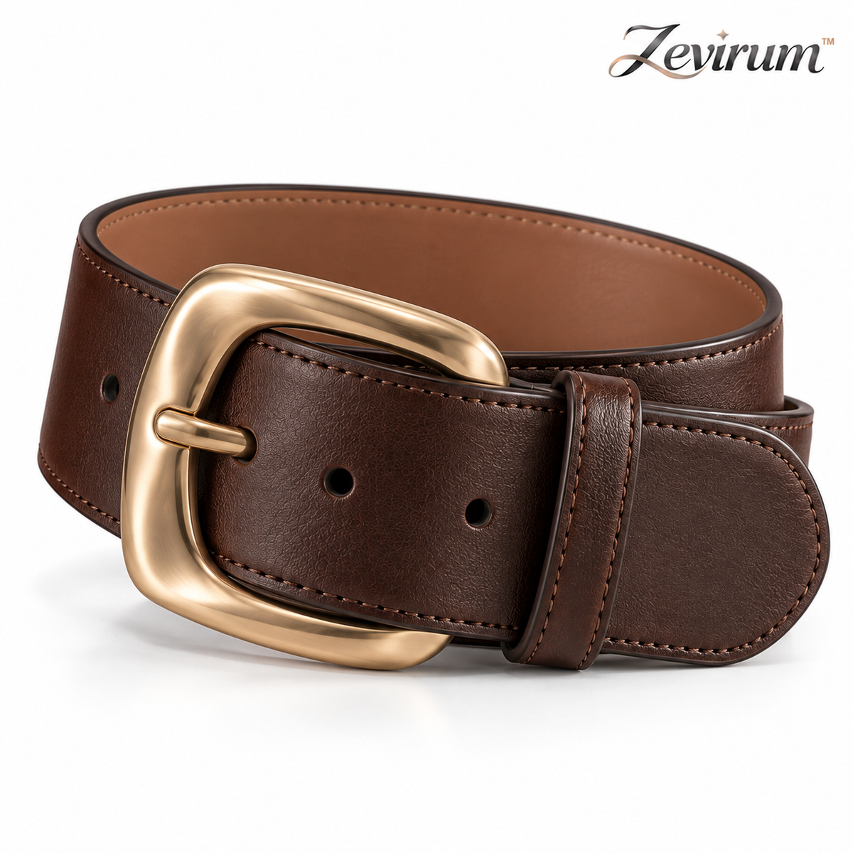 Zevirum™ Marais Women's Wide Leather Belt — Sculpted Statement Buckle, High-Waist Dress Belt & Modern Blazer Accessory